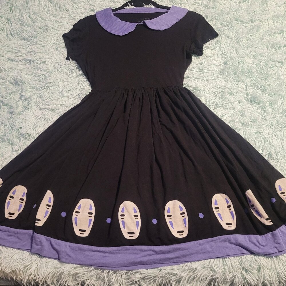 Hot Topic Studio Ghibli Spirited Away No-Face Mini Dress Black Purple Size XS